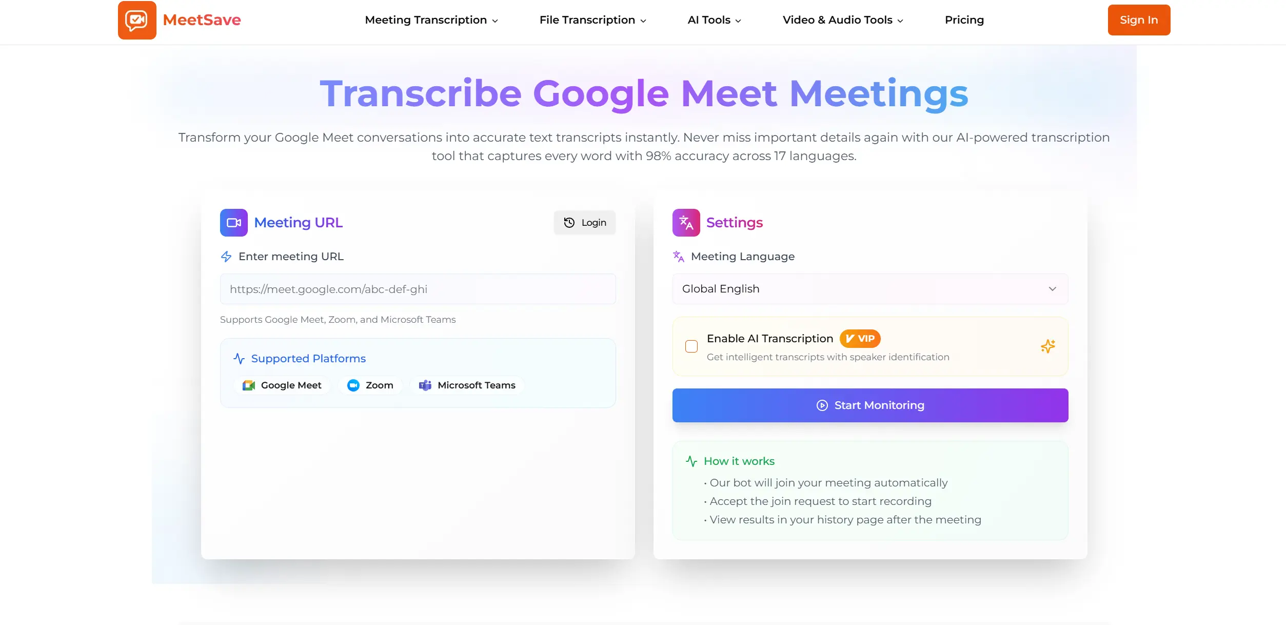MeetSave Live Meeting Transcription